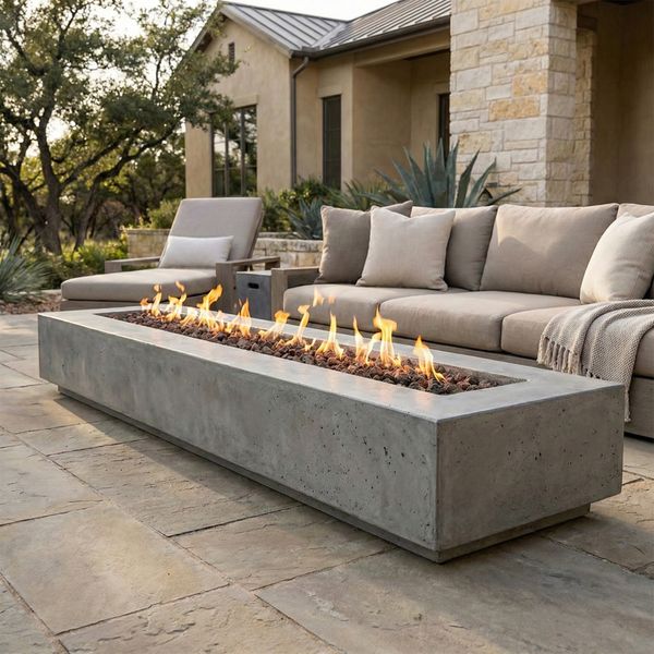 Prism Hardscapes Tavola 110 Gas Fire Pit Table w/ Windguard