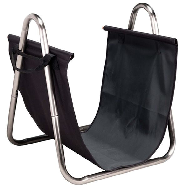 Indoor Firewood Rack with Black Canvas Carrier - Pewter