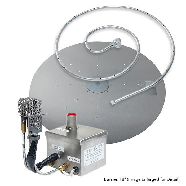 Weather Resistant AWEIS Round Flat Fire Pit Burner System - 18"
